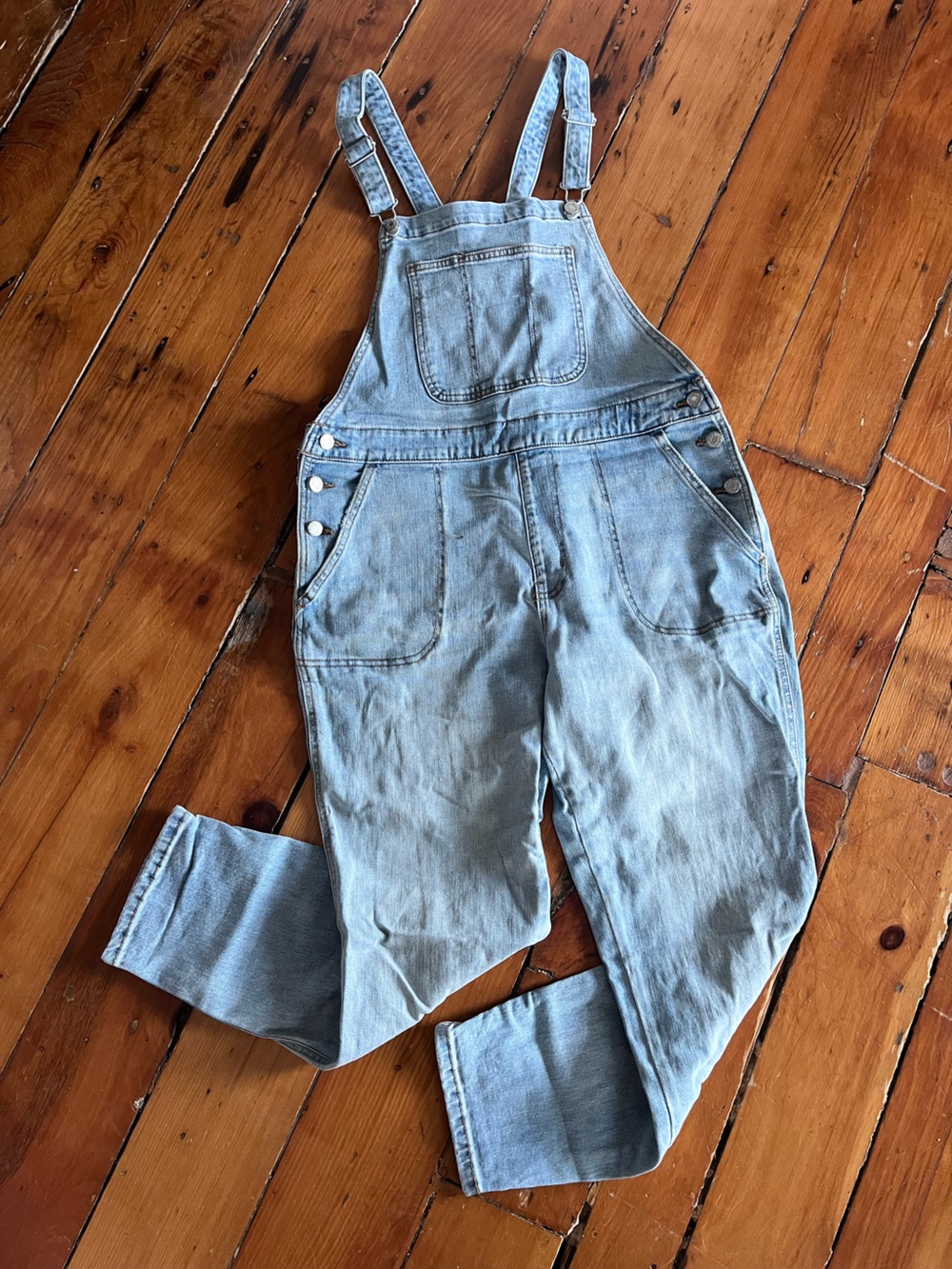 Old Navy Women’s Denim Overalls Size 14 – Medium Wash Relaxed Straight Leg